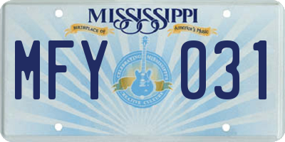 MS license plate MFY031