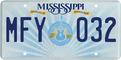 MS license plate MFY032