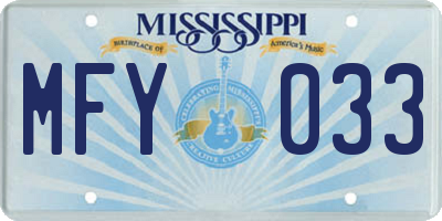 MS license plate MFY033