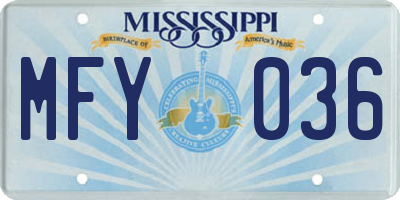 MS license plate MFY036