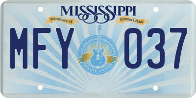MS license plate MFY037