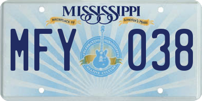 MS license plate MFY038