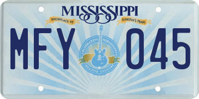 MS license plate MFY045