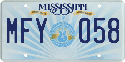 MS license plate MFY058