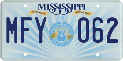 MS license plate MFY062