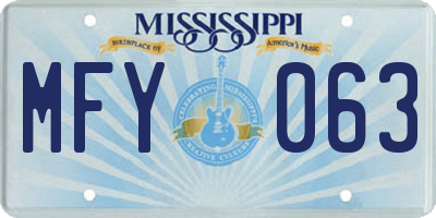 MS license plate MFY063