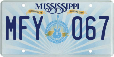 MS license plate MFY067
