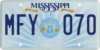 MS license plate MFY070