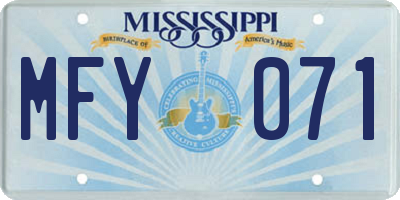 MS license plate MFY071