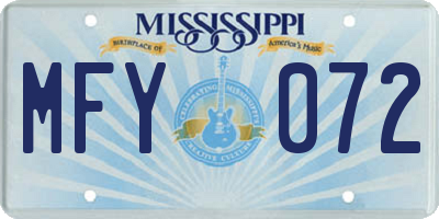 MS license plate MFY072