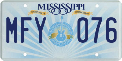 MS license plate MFY076