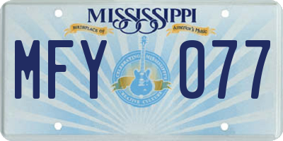 MS license plate MFY077