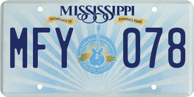 MS license plate MFY078
