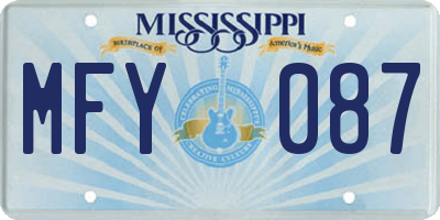 MS license plate MFY087