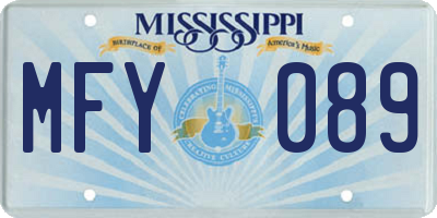 MS license plate MFY089
