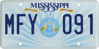 MS license plate MFY091