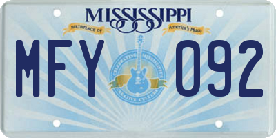 MS license plate MFY092