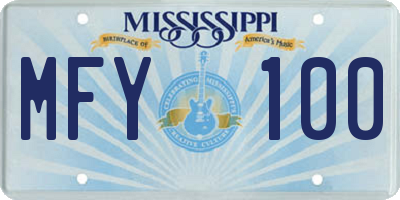 MS license plate MFY100