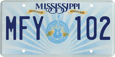 MS license plate MFY102