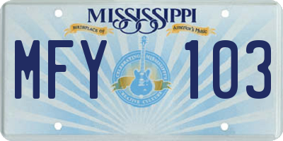 MS license plate MFY103