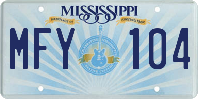 MS license plate MFY104