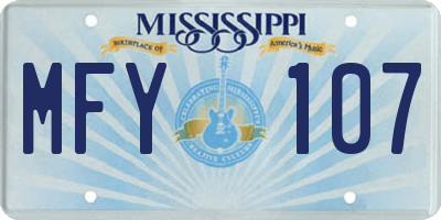 MS license plate MFY107
