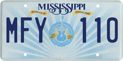 MS license plate MFY110