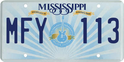 MS license plate MFY113