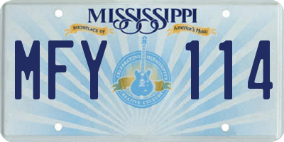 MS license plate MFY114
