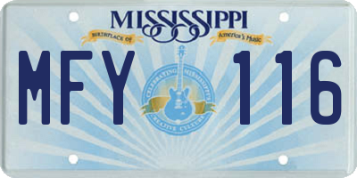 MS license plate MFY116