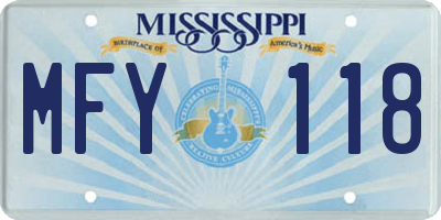 MS license plate MFY118
