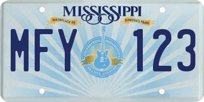 MS license plate MFY123