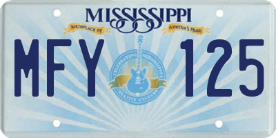 MS license plate MFY125