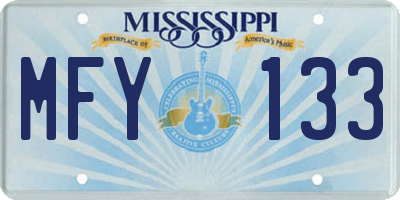 MS license plate MFY133