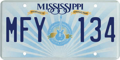 MS license plate MFY134