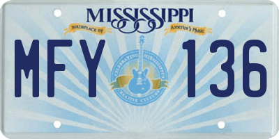 MS license plate MFY136
