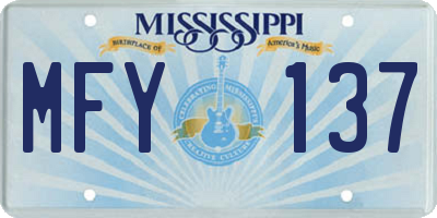 MS license plate MFY137
