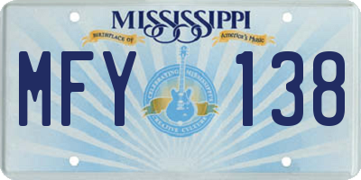 MS license plate MFY138