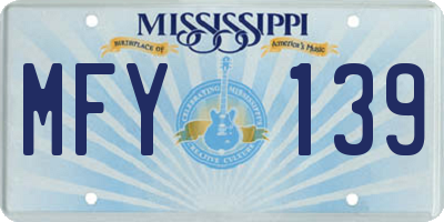 MS license plate MFY139