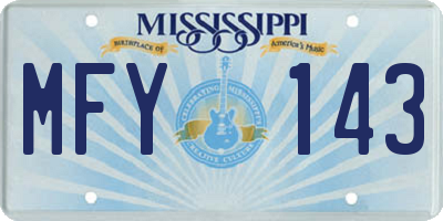 MS license plate MFY143