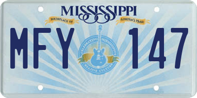 MS license plate MFY147