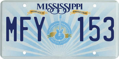 MS license plate MFY153