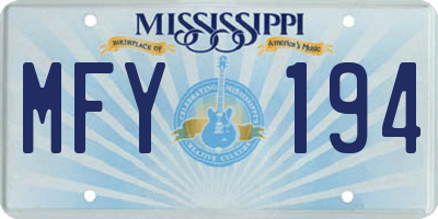 MS license plate MFY194