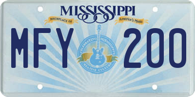 MS license plate MFY200