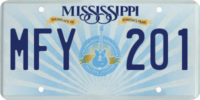 MS license plate MFY201