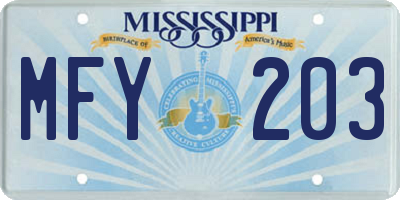MS license plate MFY203