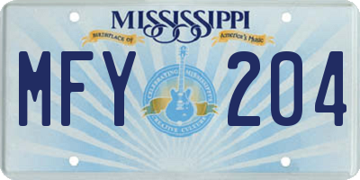 MS license plate MFY204