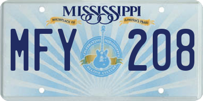 MS license plate MFY208