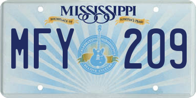 MS license plate MFY209
