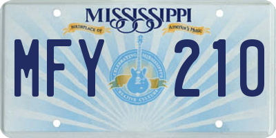 MS license plate MFY210